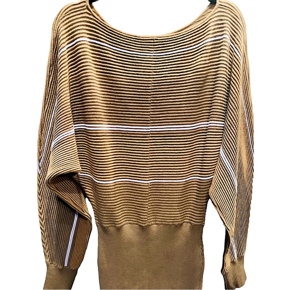 By Anthropologie Ribbed Sweater Dress in Brown Combo. Size Small. NWOT - Picture 5 of 6